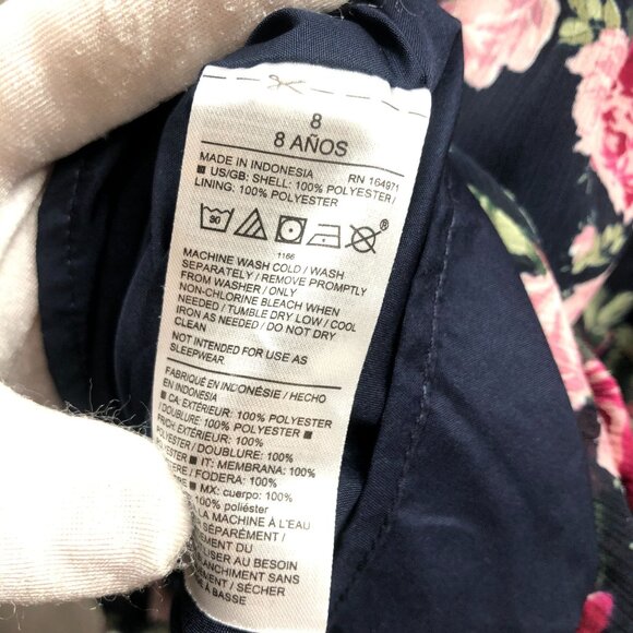 Janie & Jack Floral Chiffon Dress Girls Size 8 Blue Pink Ruffle Sleeveless - Picture 8 of 8